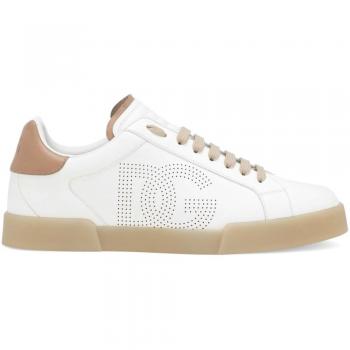Dolce & Gabbana Men's Portofino Leather Sneakers in White | Size 43 | CS2277A9U738Z151