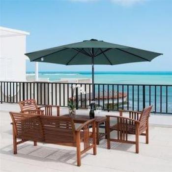 Sombrilla Outsunny verde Ø295x250 cm con manivela