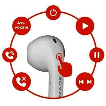 Auriculares Inalámbricos Techmade TM-H21T-BLU con Caja de Carga, Bluetooth, Microfono Integrado, Compatibles con Asistentes de Voz, Color Azul y Blanco
