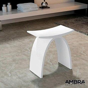 Taburete Osaka Ambra Blanco en Superficie Sólida - 42x23x43CM