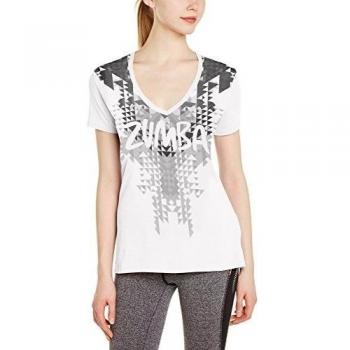 Zumba Fitness Tri-Me V-Neck Graphic Tee - Camiseta para mujer, color blanco, talla XS