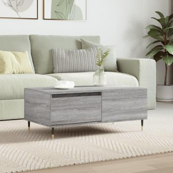 Mesa de centro madera contrachapada 90x50x36,5 cm en color Blanco, Negro y Blanco brillante, ideal como Mesita de Salón o Comedor o Auxiliar Mesa de Café Meuble Salón