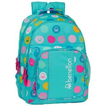 safta 612051773 Mochila Doble con cantoneras Adaptable a Carro Benetton, Topos Turquesa