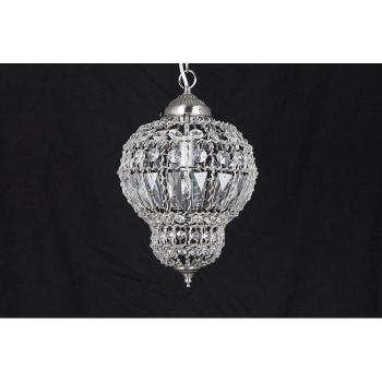 Lámpara colgante Marruecos de níquel satinado, 1 bombilla, diámetro 38 cm, diseño de cesta de cristal doble