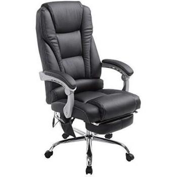 Silla de oficina giratoria regulable en simil cuero negro con función masaje