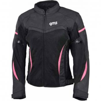 Chaqueta de Moto para Mujer GMS Tara Mesh Negro-Rosa, tipo textil, color negro con detalles en rosa, talla L