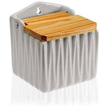 Bigbuy Cooking S3404384 Salero con Tapa Dolomita Blanco