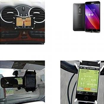 soporte para coche y para mesa etc. para Asus ZenFone 2 4GB RAM, negro araña. montaje de la salida aire, espejo retrovisor, bicicletas, etc. Trípode - K-S-Trade