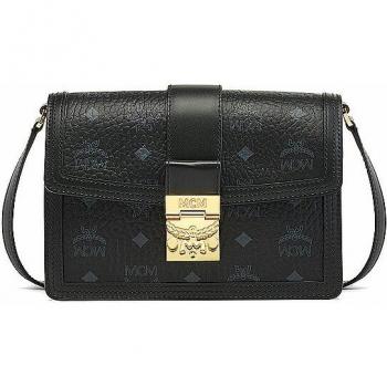 MCM Tracy Small Black Visetos Shoulder Bag