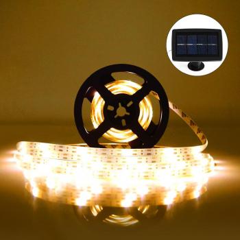 Tira de LED Lámparas Solares RGB 5M 100 LEDs Blanco Cálido Impermeable IP65 con 2 Modos de Sensor de Luz Auto ON/OFF Guirnaldas de Luces Decoración para Navidad Fiestas Bodas Jardines Festivales