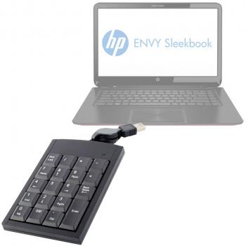 DURAGADGET Teclado Numérico Negro para HP Envy 6 1126sa Sleekbook Puerto USB Y Cable Retráctil