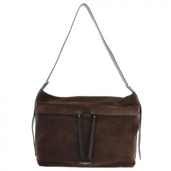 Gianni Chiarini Andrea Chocolate Brown Suede Crossbody Bag with Double Pocket