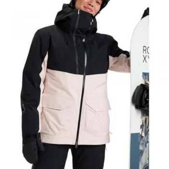 Roxy Chaqueta GORE-TEX Stretch Purelines mujer - S, capucha, color blanco puro y negro, 2025 rosa Salt