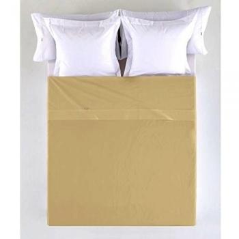 ES-TELA - Sábana encimera COMBI color Camel - Cama de 105 cm. - 50% Algodón / 50% Poliéster - 144 Hilos