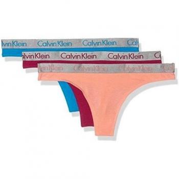 Calvin Klein Thong 3PK, Tanga para Mujer, Stark/Evolve/Portia, S