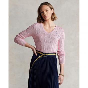 Ralph Lauren Women's V-neck Knit Pullover 'Kimberly' in Pink, Size XL
