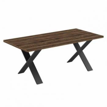 Mesa de Comedor Fija Mónaco Roble Saloon y Negro Estructurado 180x90 cm