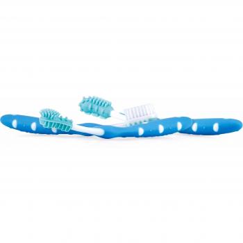 Nuby ID754BLUE - Set de 3 cepillos de dientes, 3+ m, color azul