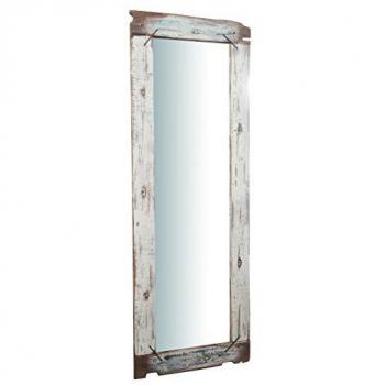 Espejo de Pared de Madera Maciza 180x66x4 cm, Estilo Shabby Pintado a Mano, Ideal para Baño o Dormitorio