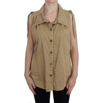 Beige Cotton Sleeveless Shirt - PLEIN SUD IT42 | S