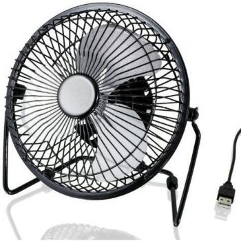 CSL - Ventilador USB | ventilador de mesa/ventilador | carcasa/aspas de metal | PC/portátil | en negro