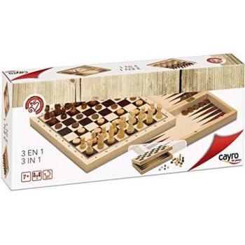 Cayro - Ajedrez/Damas/Backgammon 3 en 1— Juego de observación y lógica - Juego Mesa - Desarrollo de Habilidades cognitivas e inteligencias múltiples - Juego Tradicional