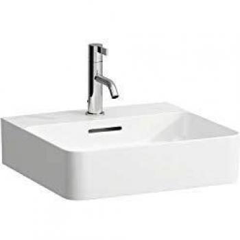 Lavabo de Mano LAUFEN VAL 450x420mm, Sin Orificio para Grifería, con Rebosadero, Cerámica Saphir, Color Blanco