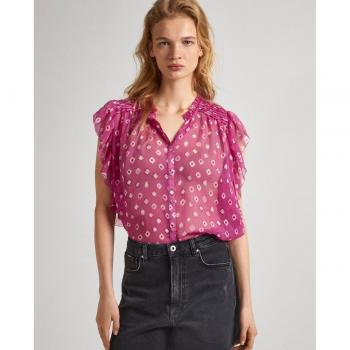 Blusa Pepe Jeans Mujer Rosa Marley con Estampado Geométrico