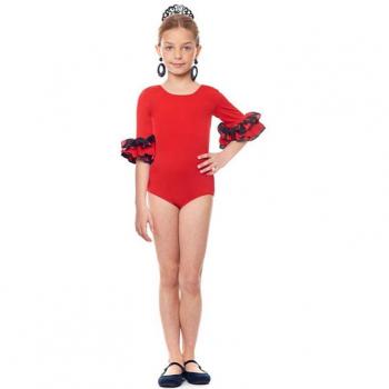 Body o maillot Sevillana con Volante Lunar rojo para niña
