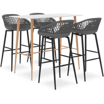 Mesa alta y taburetes de bar 5 piezas blanco y gris Vidaxl