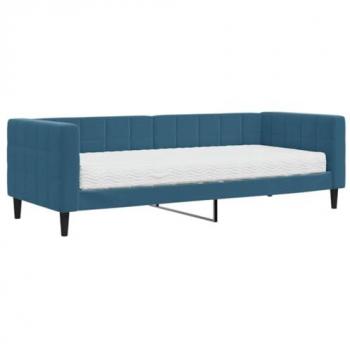 Sofá cama con colchón terciopelo azul 80x200 cm