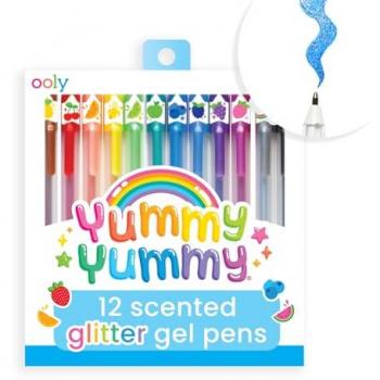 Scented Glitter Gel Pens Set of 12 - Yummy Fragrance