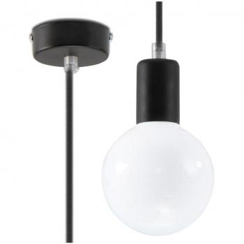 Lámpara Colgante Edison E27 con Cordón Textil Negro y Acero