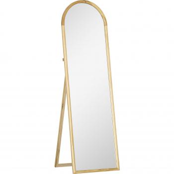 HOMCOM Espejo de Pie de Madera Espejo de Cuerpo Entero con Soporte Ajustable para Dormitorio Vestidor Salón Entrada Estilo Moderno 150x46x43 cm Natural