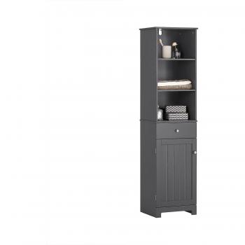 Gabinete de baño alto SoBuy BZR17-DG con 3 compartimentos abiertos, color gris, dimensiones 161 x 40 x 35 cm