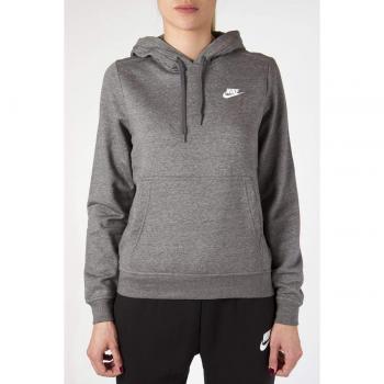 Nike W NSW FLC Sudadera, Mujer, Gris Charcoal Heathr/White, XS