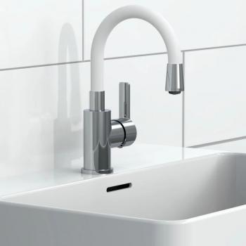 Grifo monomando de lavabo FLEXO blanco cromado EISL