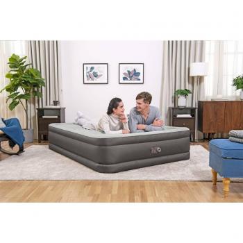 Colchón Hinchable Doble Bestway Fortech Tough Guard con Inflador Eléctrico Integrado, Tamaño Queen 203x152x46cm, Soporta hasta 350Kg, Diseño Wave-beam Reforzado,