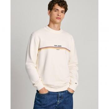 Sudadera de Hombre Pepe Jeans Cuello Redondo con Logo Estampado Color Off White 2XL