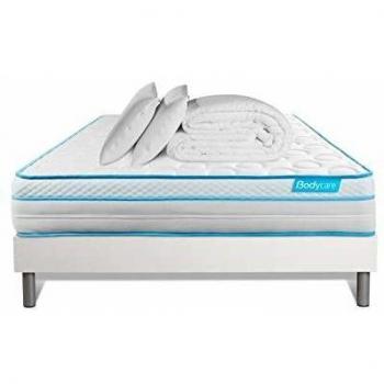 Pack Completo Cama 140x190cm - Colchón BodyMax con Memoria y Micro Resortes + Somier Kit Blanco + Edredón 240x220cm + 2 Almohadas 60x40cm - Con