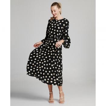 Vero Moda Vestido midi de lunares con diseño de lunares, corte midi, tirantes ajustables y tejido ligero