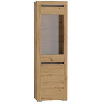 Vitrina 2 puertas con LED en estratificado beige y gris antracita