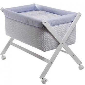 Cambrass Keito - Minicuna con estructura en forma de tijera, madera, 55 x 87 x 74 cm, color celeste