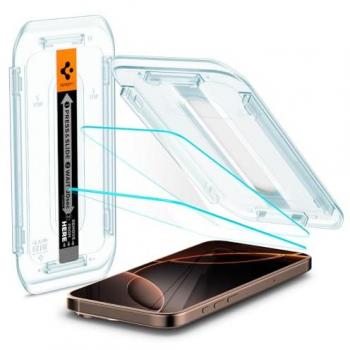 Funda Spigen iPhone 14 Pro Max - Rugged Armor MagFit - Negra [Retail]  Protector de Pantalla Spigen Glas.tR EZ Fit para iPhone 16 Pro Max - Pack de 2, Transparente