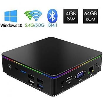 Mini PC Windows 10 Intel Z8350 Procesador , 4GB RAM 64GB ROM WiFi Dual 2.4G/5.0G Ordenador de Sobremesa, Equipado con una Velocidad de 1000Mbps LAN,BT4.1,4K HDMI+VGA Pantalla Dual
