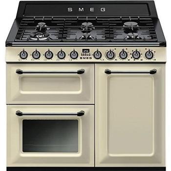 Cocina Compacta Smeg TR103P, 100 cm, Crema, con Encimera de Gas de 6 Quemadores y 3 Hornos Termoventilados - Clase A