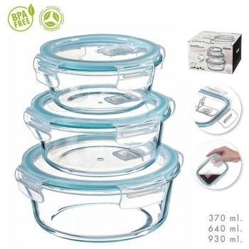 Set de 3 fiambreras de borosilicato redondas KOZINA