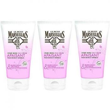 Le Petit Marseillais - Crema de manos Cold Cream mantequilla de argán, cera de abeja y aceite de pétalos de rosa, 75 ml – Lote de 3