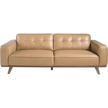 Sofá 3 plazas tapizado en piel arena Angel Cerdá 6120C, dimensiones 227 x 95 x 78 cm