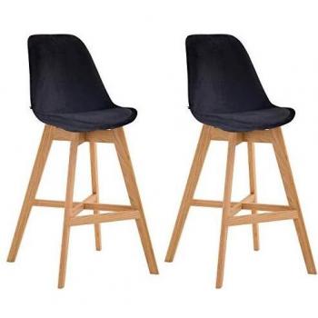 Set de 2 Taburetes Cannes en Terciopelo Negro Natural